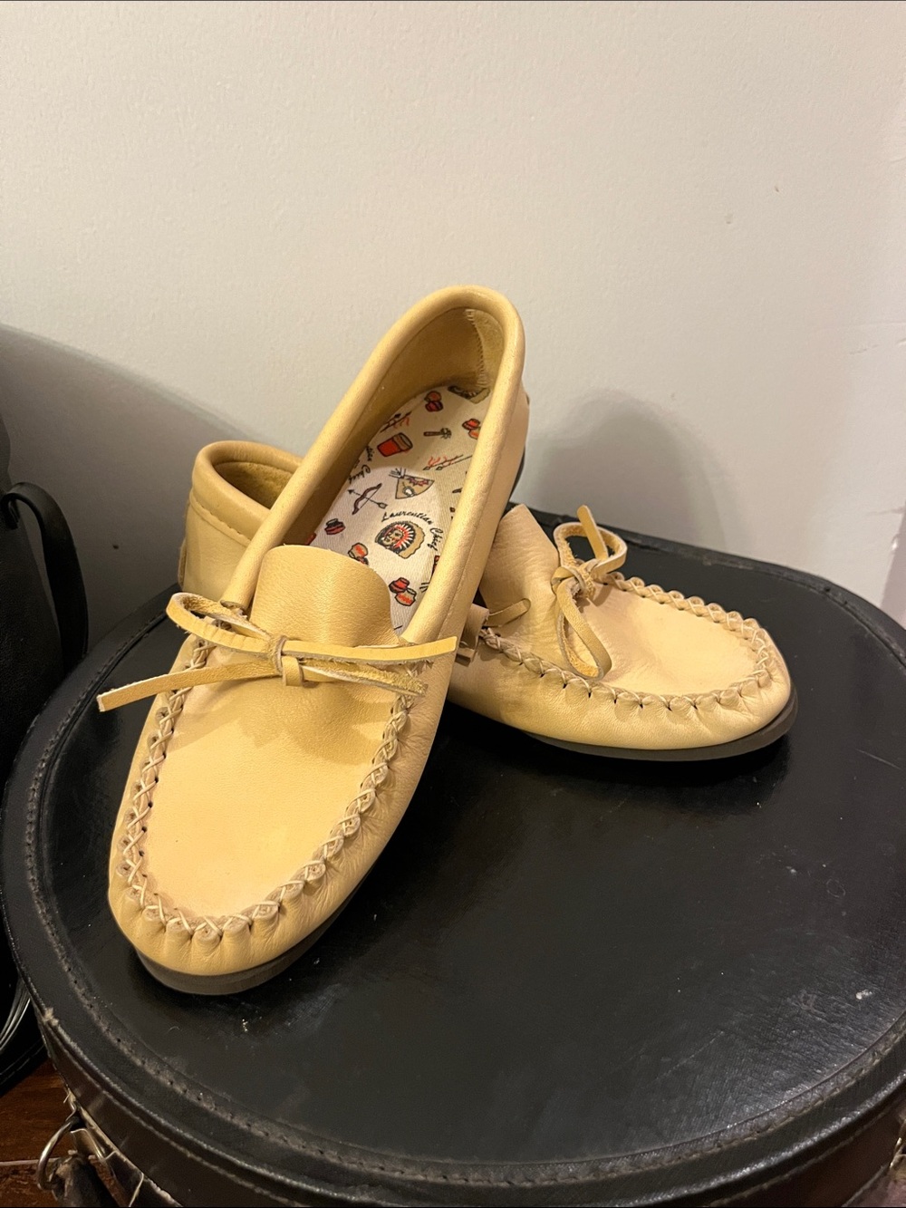 Women’s Yellow Leather Moccasin Loafers with Bow Detail